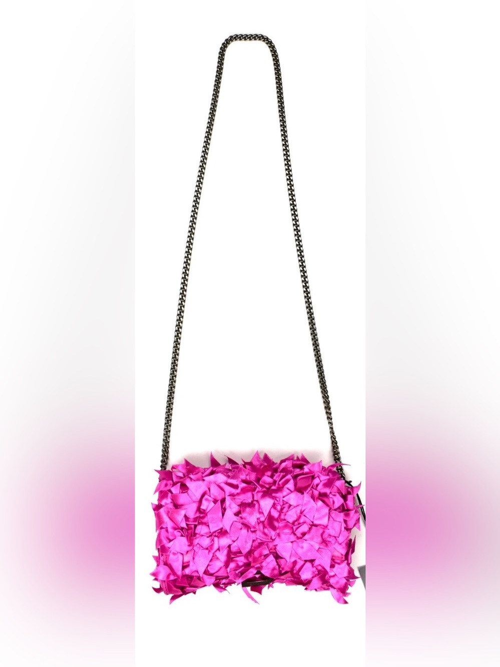Balenciaga authentic wallet on Chain Hourglass Bag Satin Bows Magenta pink BNWOT